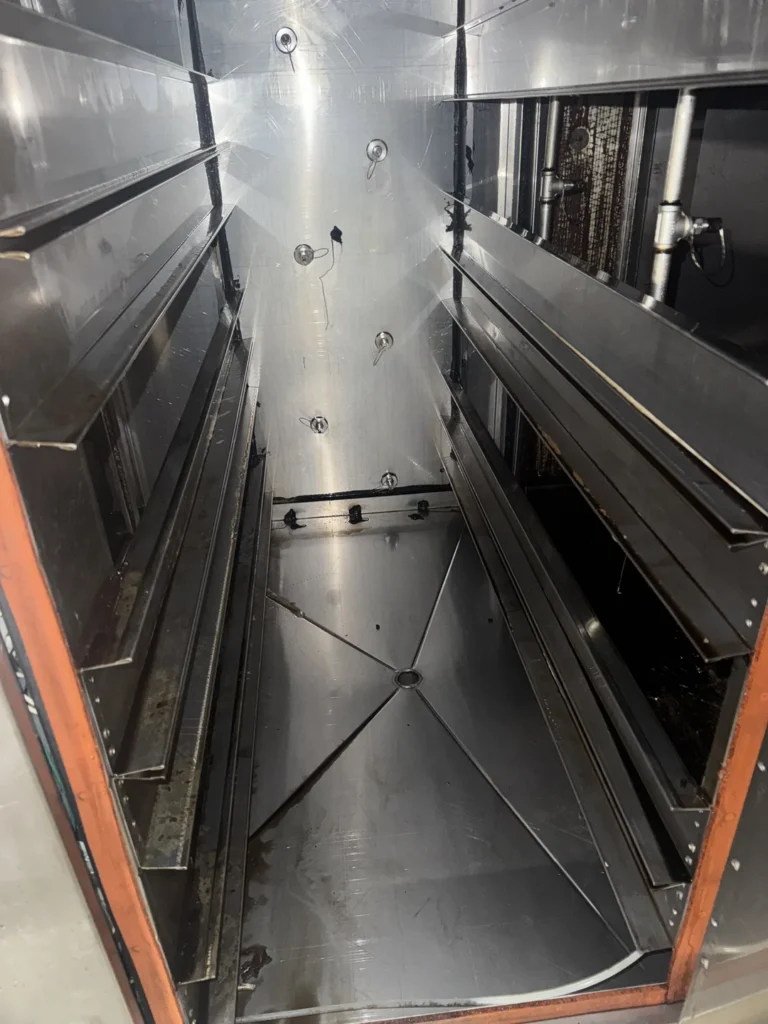 Interior of a kitchen exhaust filtration unit after cleaning